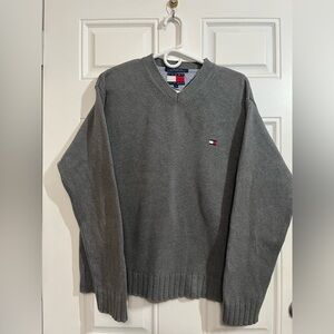 Tommy Hilfiger Cotton Charcoal V-Neck Sweater Men’s Large